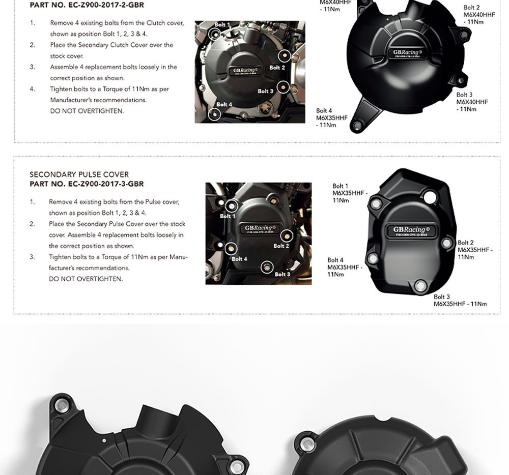 Suitable for Kawasaki Z900 17-26 Years, Engine Anti-Fall Cover, Gbracing Engine Protection Cover, Side Cover