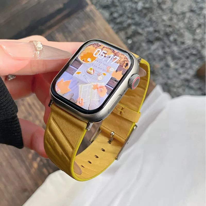 Для Apple Watch 10-го поколения, ремешок со скошенной полосой, кожаный ремешок для iWatch