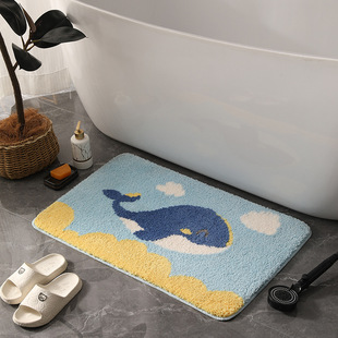 Flocked Dolphin Bathroom Absorbent Mat Cross-Border Floor Mat Bathroom Anti-Slip Floor Mat Home Carpet Dropshipping