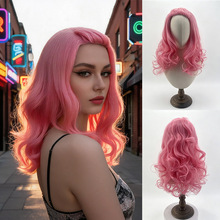 万圣节假发亚马逊外贸wig粉色长卷发大波浪跨境欧美装扮头套wigs