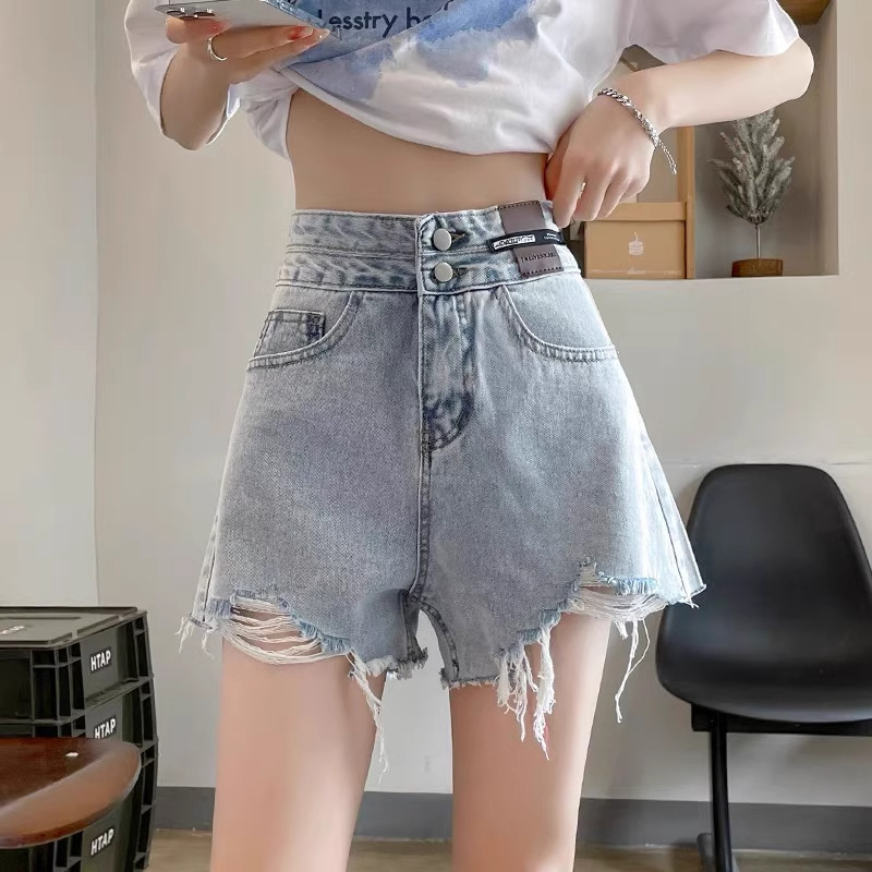 Black Leather High-Waisted Denim Shorts for Women Spring and Summer 2025 New Style A-Line Slimming Look Crotch-Covering Belly-Covering Raw Edge Hot Pants Black Leather High-Waisted Denim Shorts for Women Spring and Summer 2025 New Style A-Line Slimming Look Crotch-Covering Belly-Covering Raw Edge Hot Pants