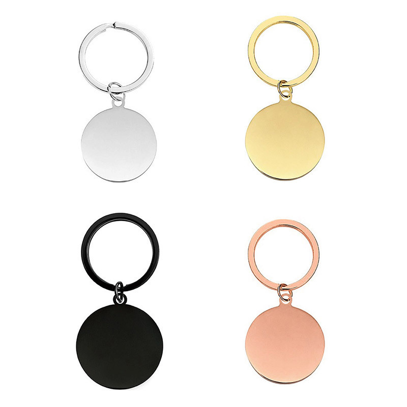 Stainless Steel Mirror-Polished Round Pendant with Outer Hole, Customizable with Engraving, Round Disc Jewelry Accessory