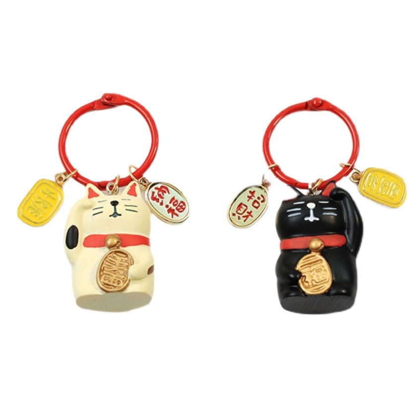 INS Japonés suerte gato pareja llavero un par de lindo buena suerte colgante bolsa accesorios hebilla pareja regalo Año Nuevo