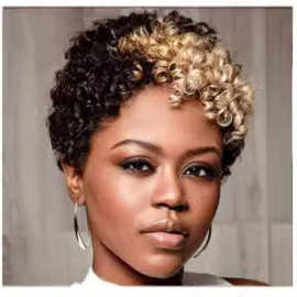 跨境非洲假发hair欧美假发女短发小卷爆炸头假发机制化纤头套wigs