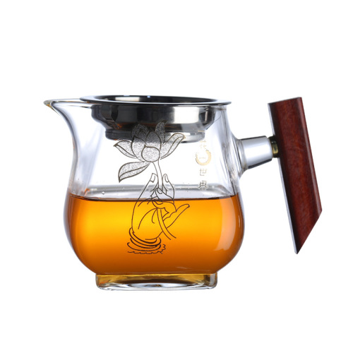 Fanshi's new tea set, fair cup, high temperature resistance, thickened wooden handle, tea drain all-in-one set, tea divider, tea sea
