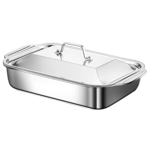 Fryer for flat-bottomed rectangular deep dish stainless steel fish pan, induction cooktop tray, fish frying plate, flat plate fish pan, induction fish fryer