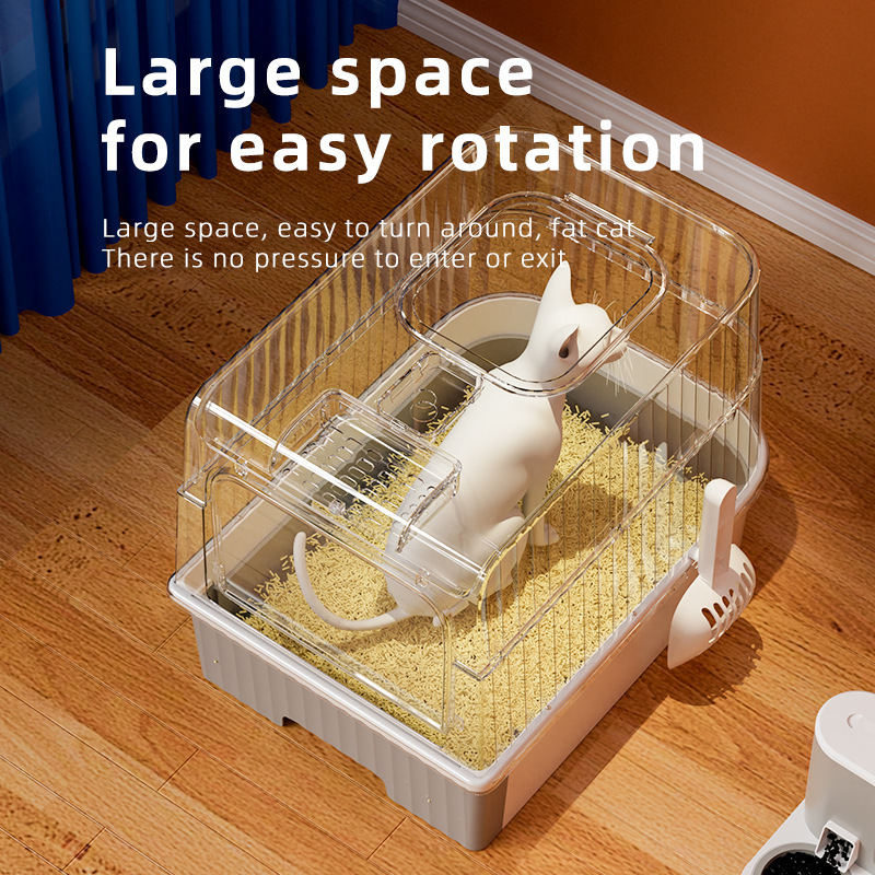 Caja de Arena para Gatos Completamente Cerrada, Popular, Grande, Anti-Salpicaduras, Tipo Cajón, Fácil de Limpiar, Suministros para Mascotas