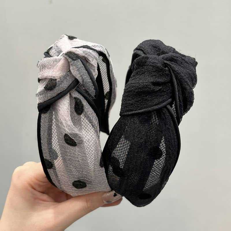 メッシュ水玉ヘッドバンドつば広大人の甘いヘアピンハイスカル洗顔圧力ヘアヘッドバンド韓国インターネット有名人のヘアアクセサリー卸売