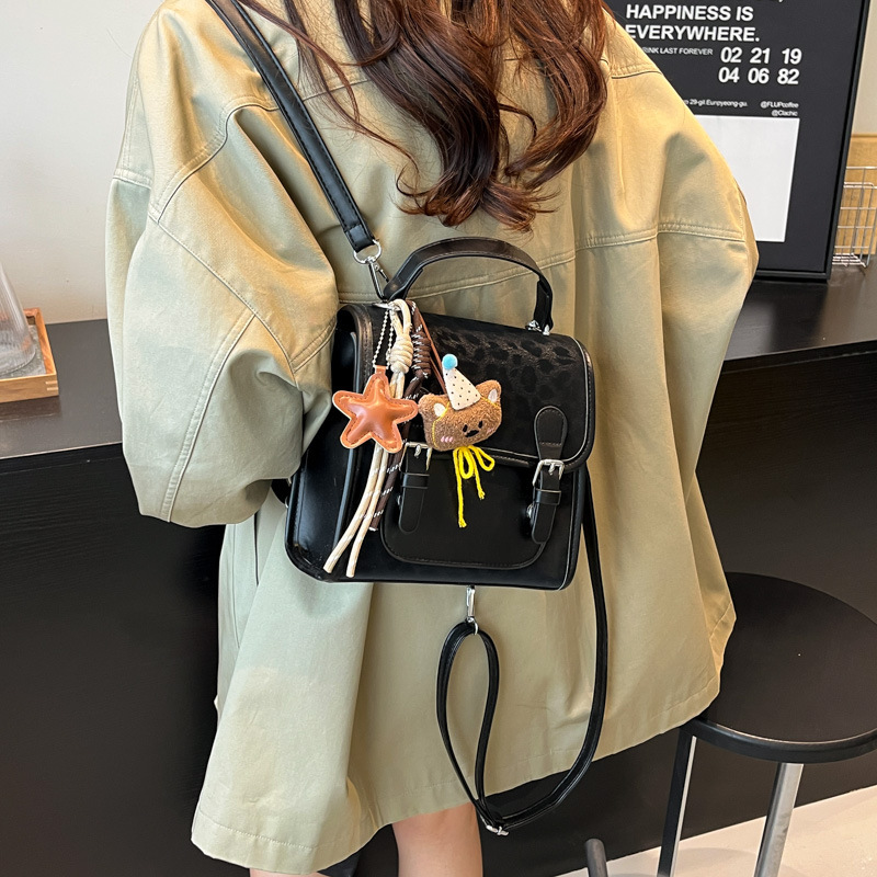 跨境豹纹复古手提包女质感单肩斜挎包2025秋冬新款韩版通勤双肩包|undefined