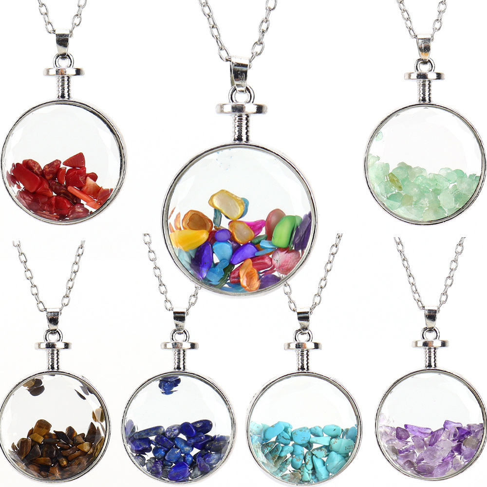 36g Weight Pendant Necklace Classification 1 Piece Quantity Holiday, Daily Occasion natural stone Material Round Pattern Women'S Gender Plating Design Ethnic Style Style Ethnic Style Round Natural Stone Pendant Necklace In Bulk 4
