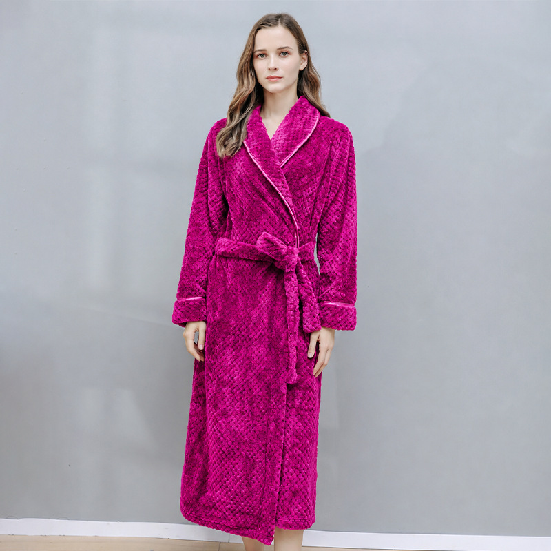 Pareja de invierno de las mujeres Albornoz de lana de coral forrado de lana engrosada pijamas de los hombres Otoño e Invierno extendido al por mayor