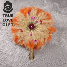 亮片羽毛扇子装饰折扇舞蹈扇婚礼婚庆典礼毛毛表演旗袍风拍照道具