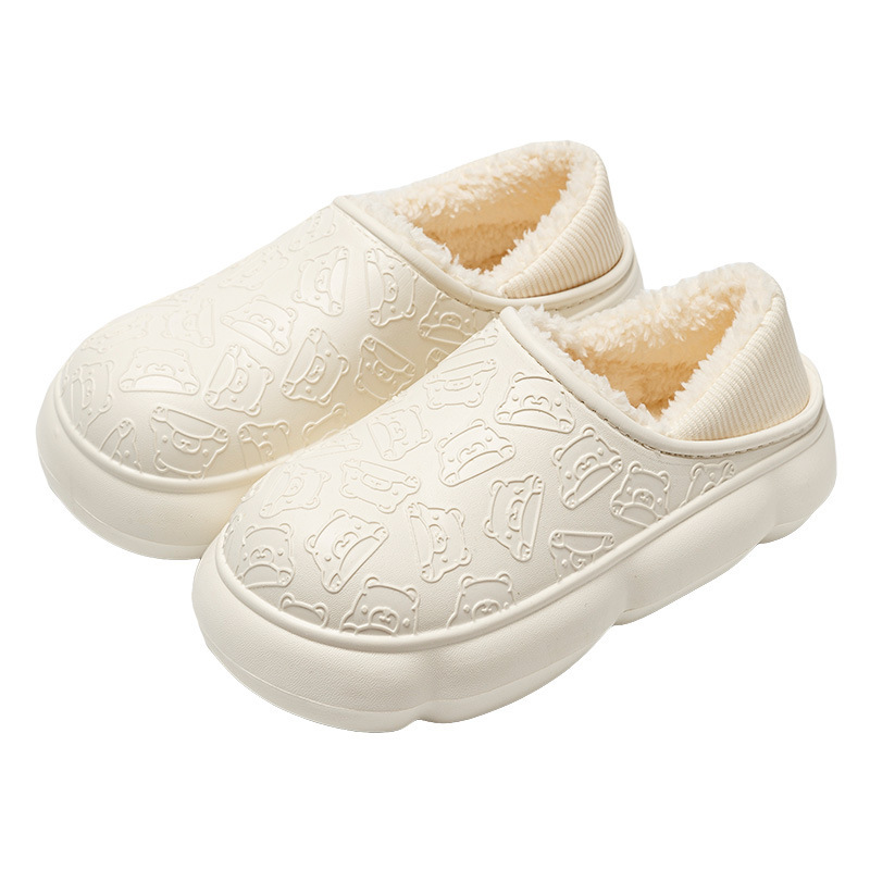 Zapatillas de algodón impermeables para mujeres invierno 2023 nuevo hogar cálido fondo grueso bolsa de confinamiento antideslizante zapatos de tacón de algodón para mujeres