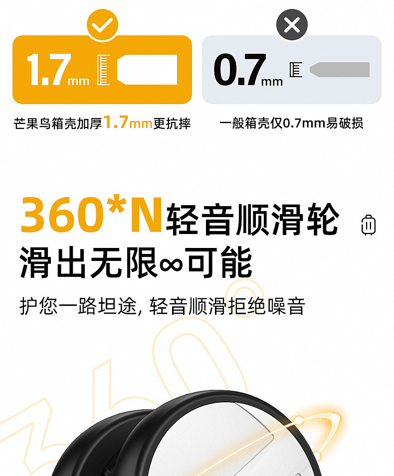 Vali PC chống sốc 20 inch đi máy bay, dung tích lớn, khóa số — Đen chi tiết 6