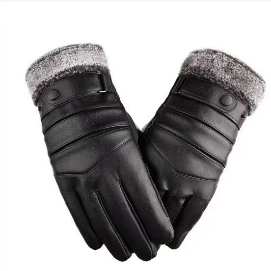 Guantes de algodón caliente para hombres a prueba de viento en invierno, motocicleta de vello gruesa, esquí de pantalla táctil a prueba de frío en invierno