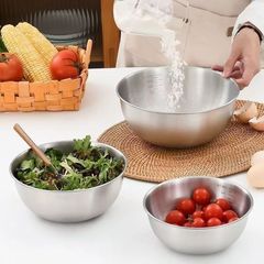 厚みのあるステンレス製サラダボウル、ラーメンボウル、調理ボウル、韓国風目盛り付きサラダボウル、卵と麺のボウル、多目的ボウル