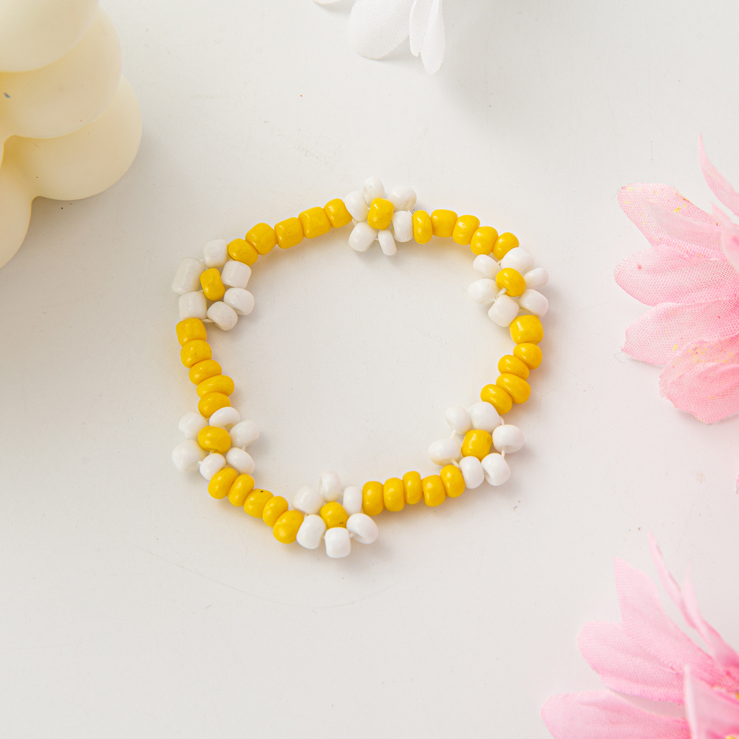 11g Weight Bracelets, Necklace Classification 1 Piece, 1 Set Quantity Holiday, Daily Occasion Resin, Seed Bead Material Flower Pattern Kid'S Gender Beaded Design Cartoon Style, Cute Style Cartoon Style Cute Flower Resin Seed Bead Beaded Kid'S Bracelets Necklace 7