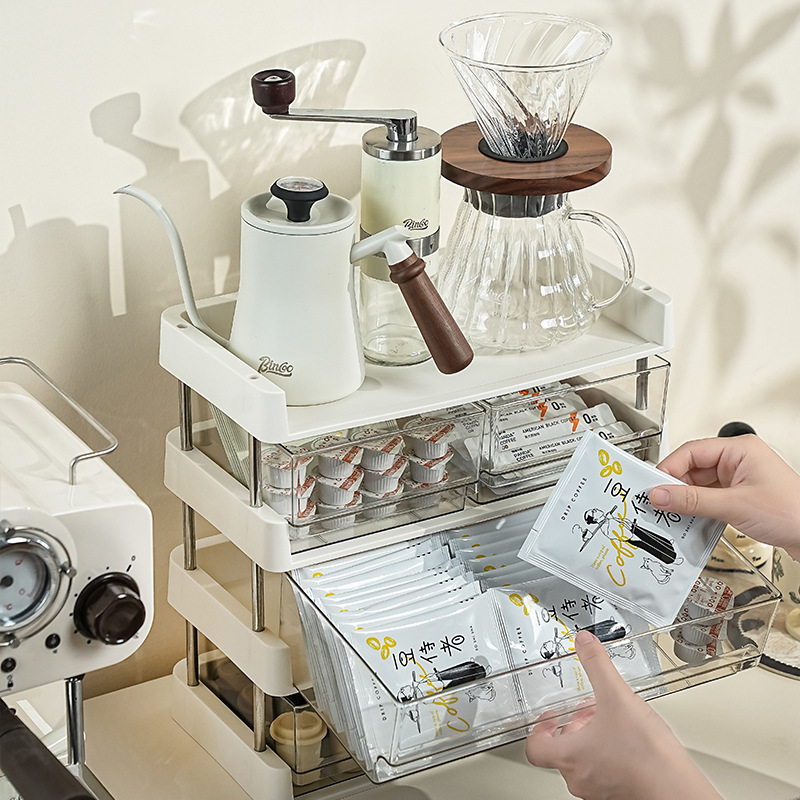収納ラック多機能デスクトップティーバッグカプセルコーヒー収納ボックスティールーム引き出しタイプ雑貨カップオーガナイザー|undefined