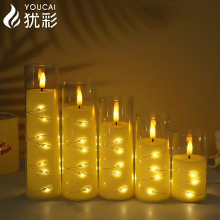 led electronic candle light acrylic transparent cup wax hotel club decoration atmosphere light birthday wedding layout