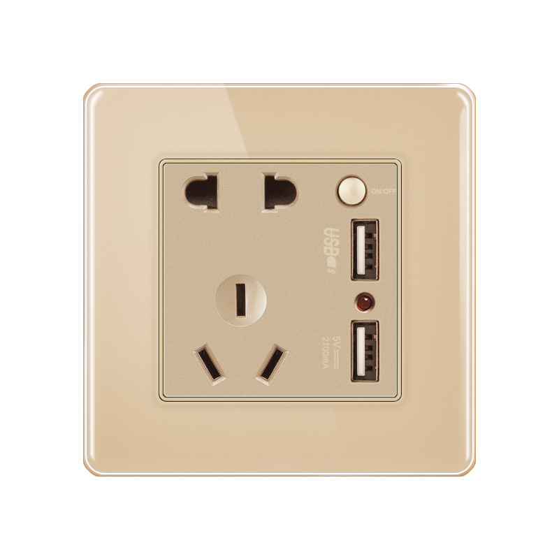 FIKO Hotel Home Double Two USB Two -Polar Specs Blocking Panel socket 86 dark installation