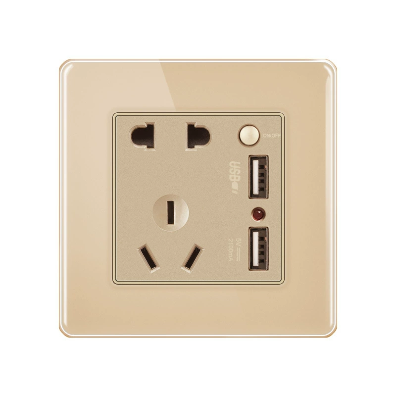 FIKO Hotel Home Double Two USB Two-Polar Specs Blocking Panel socket 86 dark installation