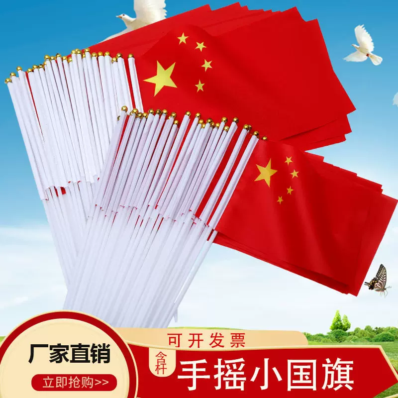 小红旗小国旗手摇旗党旗幼儿园学校手持五星红旗7号8号国旗国旗串