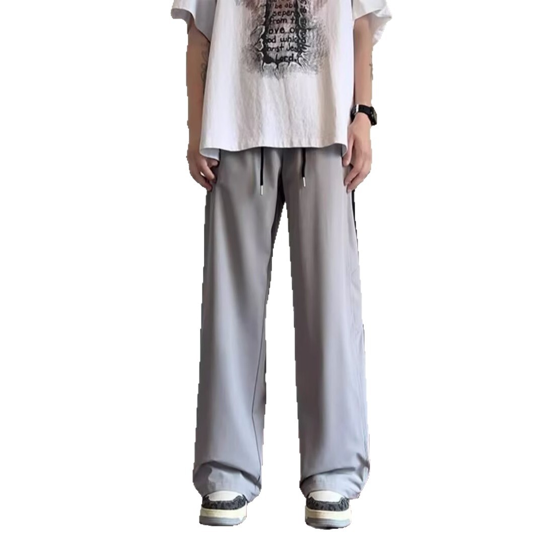 Striped Quick-drying Casual Pants Men's Summer Thin Loose Wide-leg Sports Pants for Boys Teenagers Straight Pants