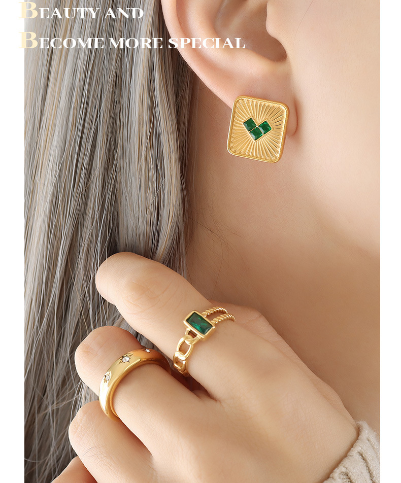 Fashion Heart Shape Titanium Steel Plating Inlay Glass Zircon Earrings Necklace