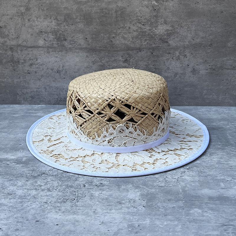 Hepburn Style Women's Raffia Straw Hat, Vintage Sun Protection_voghion.com