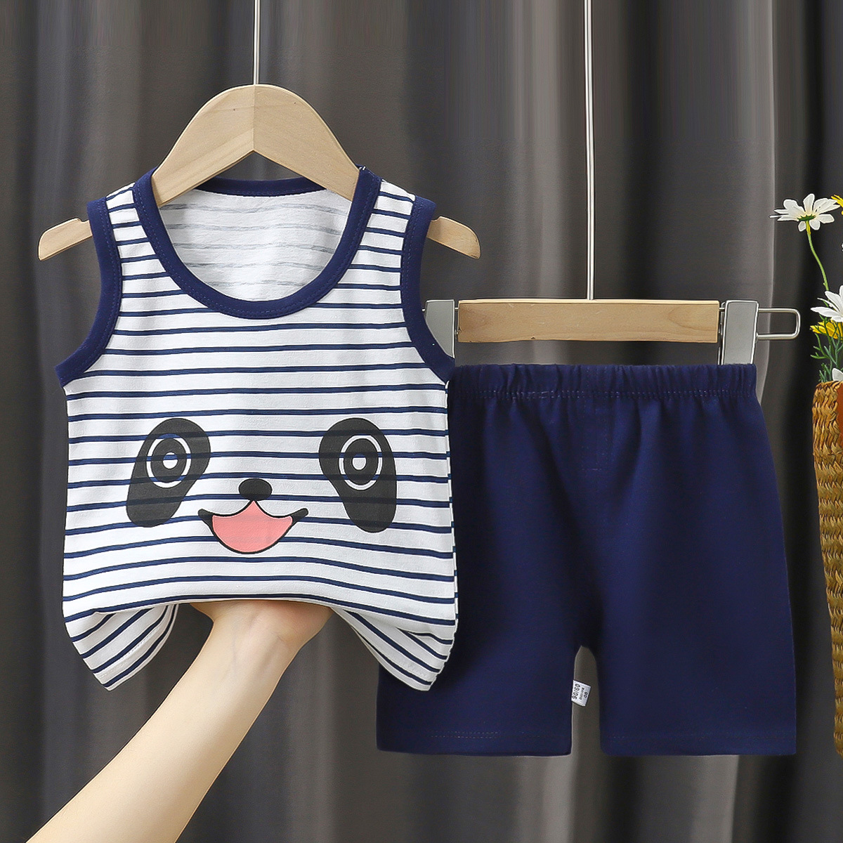 Traje de chaleco para niños, verano de algodón puro, nuevo estilo, verano para bebés, pantalones cortos coreanos, traje de dos piezas para niños