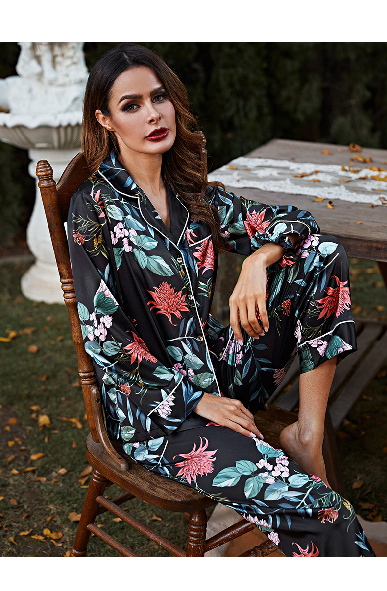 New Fashion Sexy Seven-piece Ice Silk Silk Multi-piece Long-sleeved Pajamas display picture 12