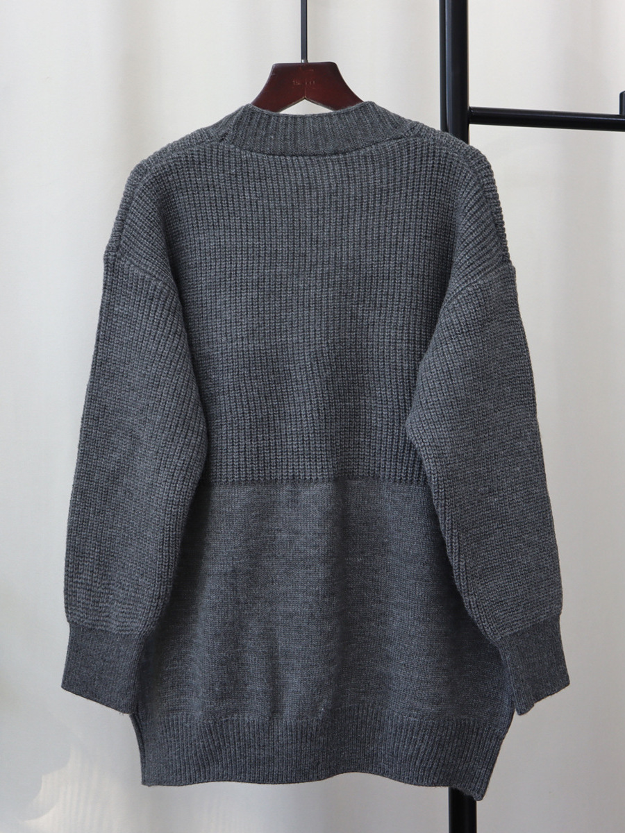 Suéter Cárdigan de Punto con Diseño Holgado y Estilo Coreano, Otoño/Invierno 2025, Chaqueta de Mezclilla con Parches para Mujer, a la Moda