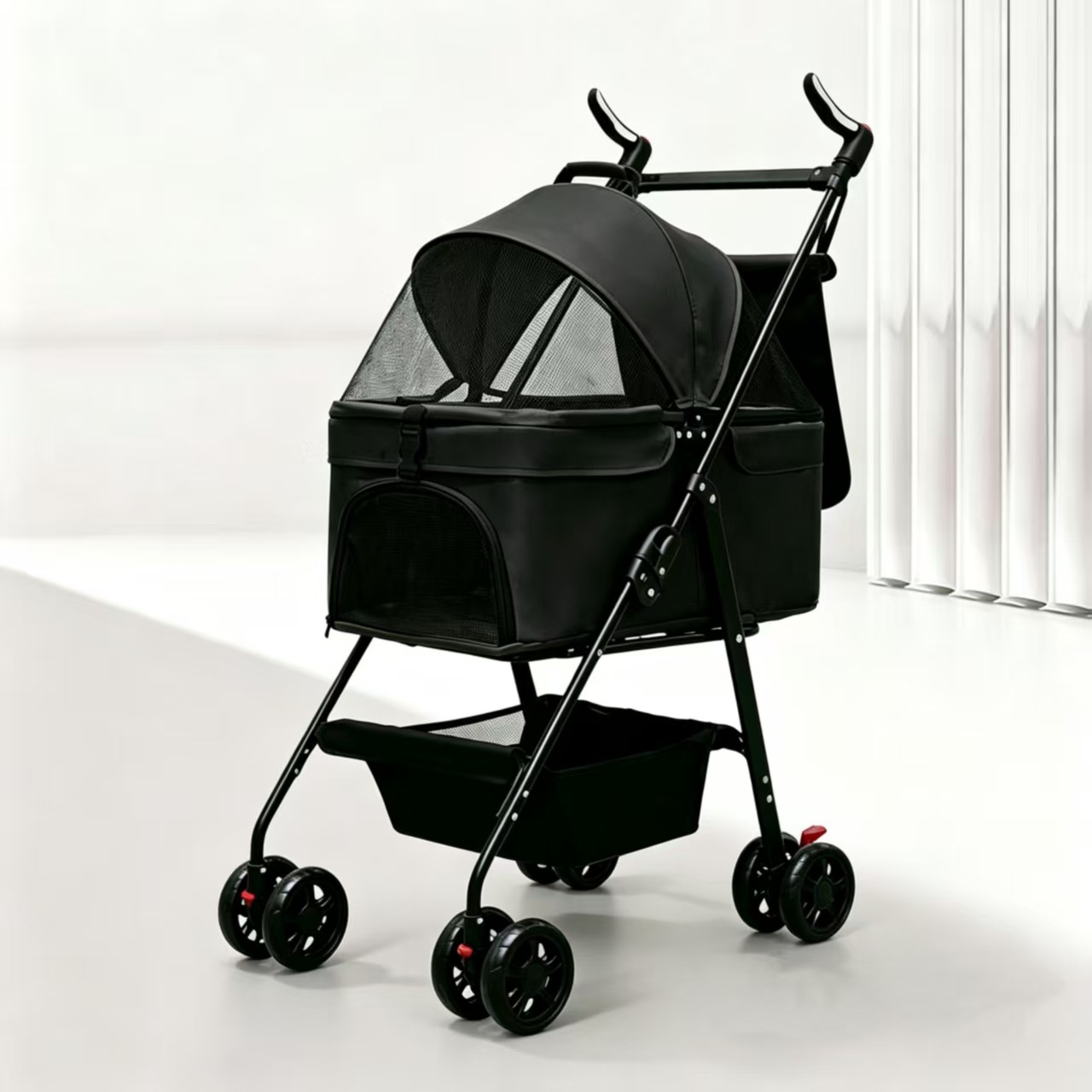 Cochecito Plegable para Mascotas de Metal, Plegable, para Exteriores