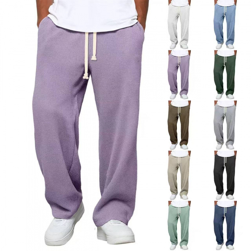 European and American Cross-Border Amazon Men's Spring and Autumn Trendy Loose Drape Straight-Leg Sweatpants Wide-Leg Sports Casual Long Pants