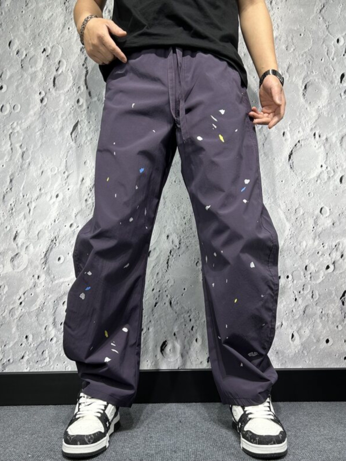 Letní rychleschnoucí pánské kalhoty s dlouhým rukávem, zakřiveným nožem, s postříkáním barvou, rovné a široké nohavice, ležérní pracovní oblečení Beck_voghion.com