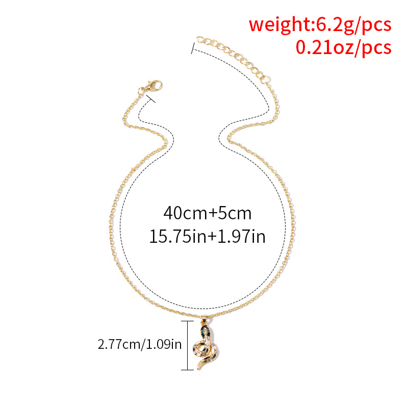 fashion simple gold-plated crystal snake-shaped alloy necklace