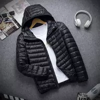 Light and thin men's down jacket with down with hood, plus size, slim fit
