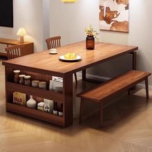 实木餐桌小户型餐边柜餐桌一体长方形吃饭桌边柜简约餐桌餐椅组合
