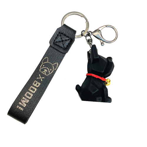 Cute trendy bulldog keychain pendant car keychain French bulldog dog couple bag pendant wholesale