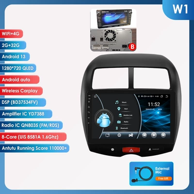Navigation Reversing Image All-In-One Machine: DVD Navigation - model-b-with-rockford-232g-wifi4glte-version-8581a-carplay-eight-core-10-inches-is-suitable-for-new-jinxuan-mitsubishi-asx-2010-2018