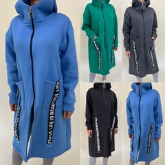 2025亚马逊连帽运动加绒卫衣休闲长袖拉链外套女式加大码纯色外套