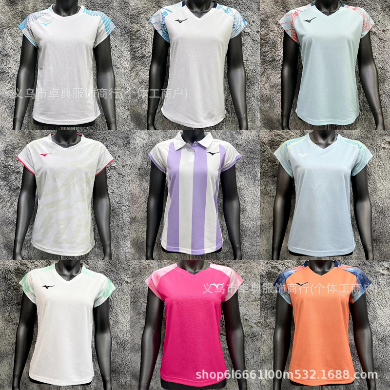 New Mizuno Badminton Clothing Women's Small Flying Sleeve Training Clothing T-Shirt Quick-Drying Sports Short-Sleeved Volleyball Clothing Top