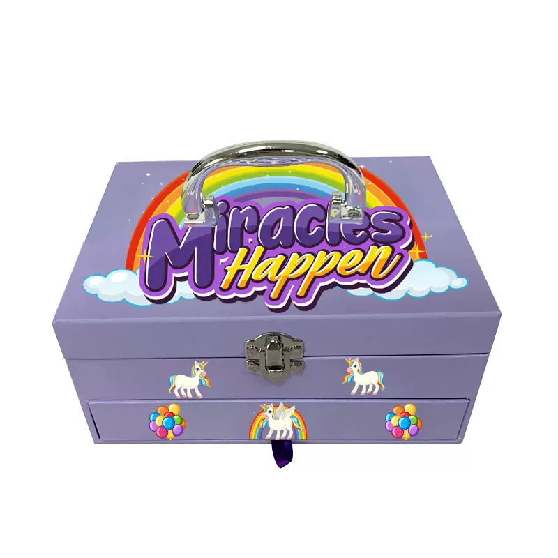定制独角兽纸质收纳盒 首饰收纳盒儿童生日礼物手提盒