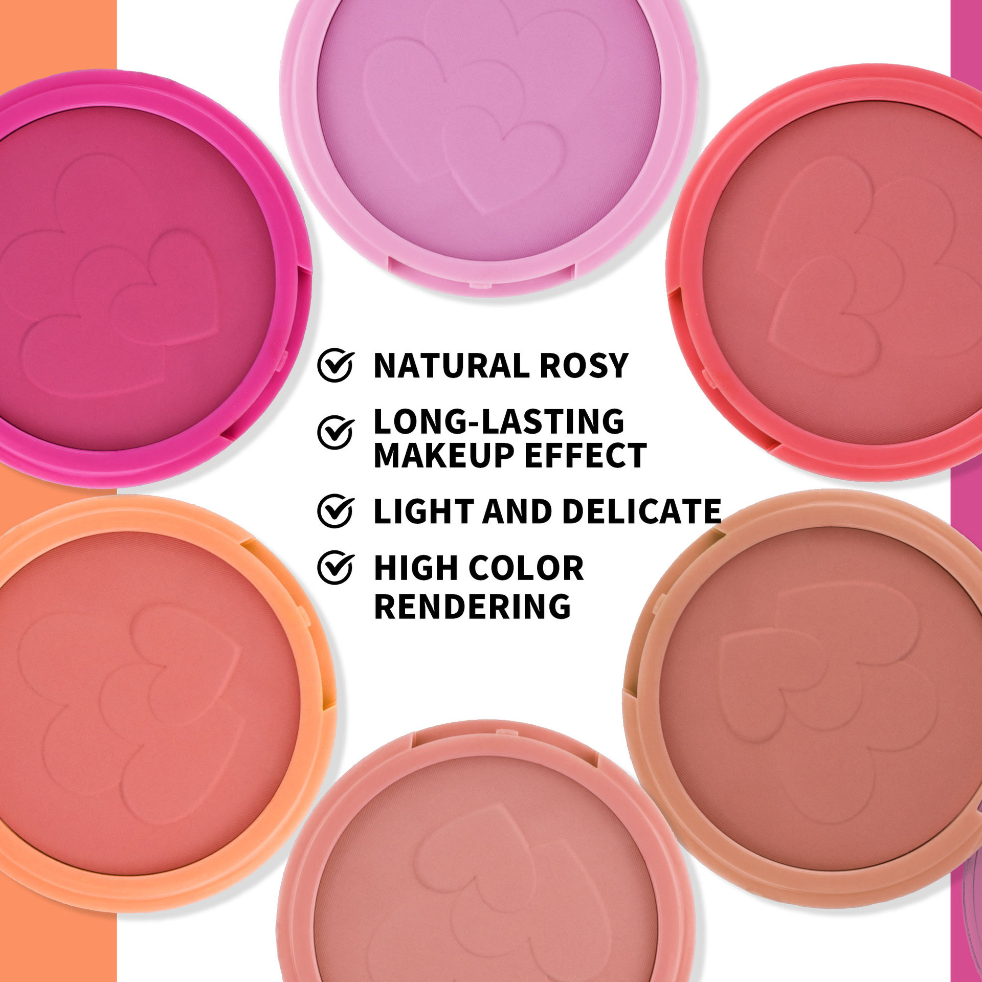 SHCOETY Cross-border Blush Powder Compact is natural and does not smudge, long-lasting complexion, matte and brightens blush palette, 6-color makeup undefined