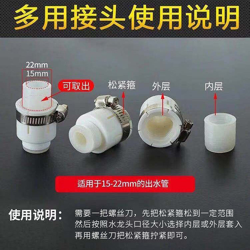 Universal connector for small faucets 15-22MM, multi-functional adapter interface for water purifiers, shower heads and water guns, quick connection undefined