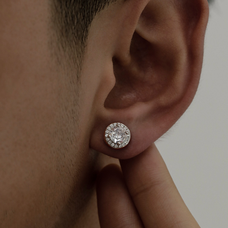 2025 New Trendy High-End Full Diamond Versatile Earrings for Men American Accessible Luxury Niche Design Unique Elegant Earrings