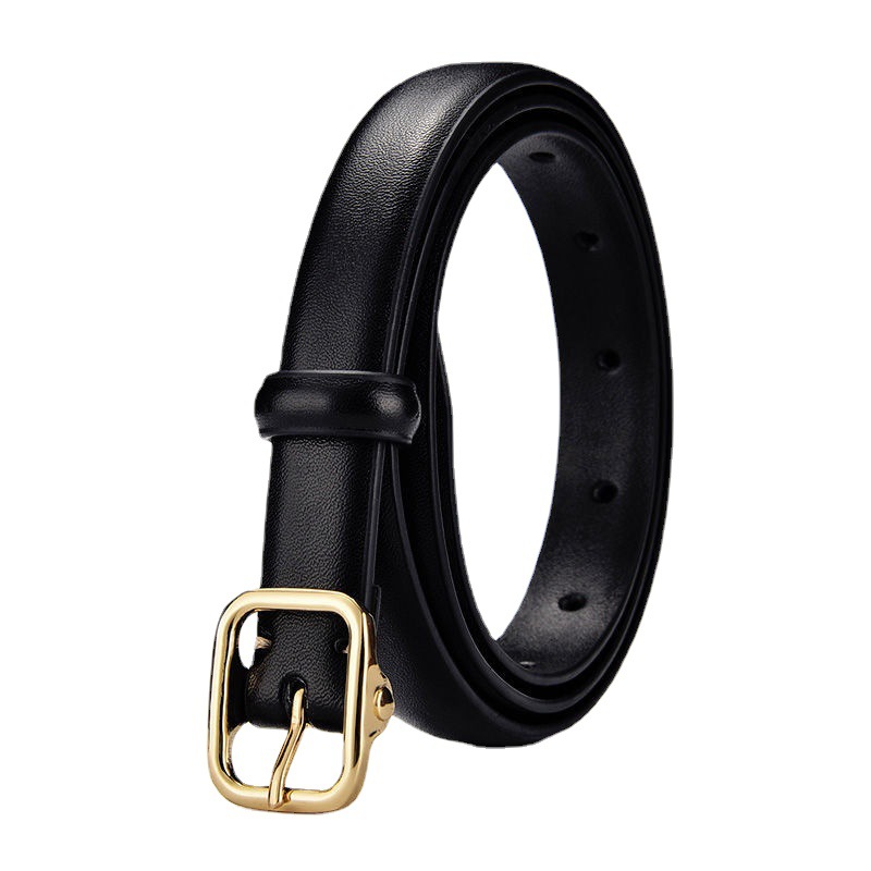 Cinturón de estilo coreano de las mujeres de textura retro camisa de vestir pantalones de moda hebilla de oro cinturón decorativo Delgado