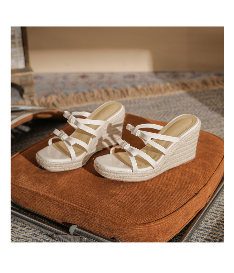 Sandal cao gót nữ hở mũi đế xuồng bện thừng gót 9 cm — màu trắng ngà chi tiết 19