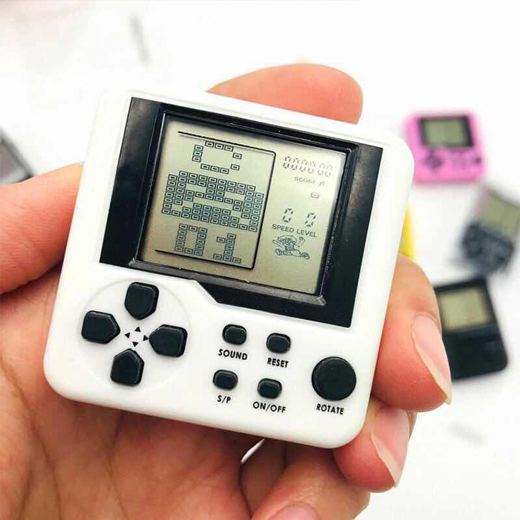 Square Mini Game Keychain Pendant Nostalgic Handheld Small Tetris Tank Game Console Handheld Console