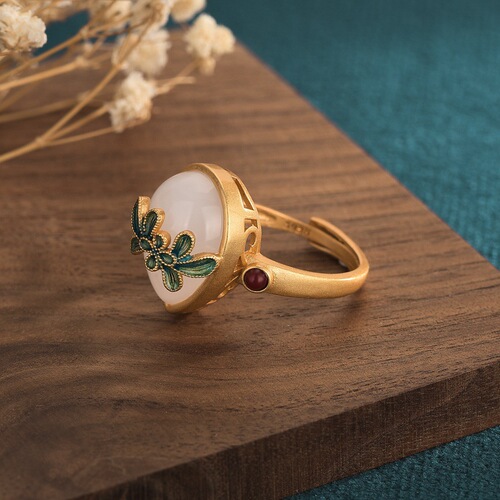  Summer New Product Chinese Style Ancient Costume Hanfu Temperament Girls Matching Hand Jewelry Imitation Hotan Yunan Red Ring Women